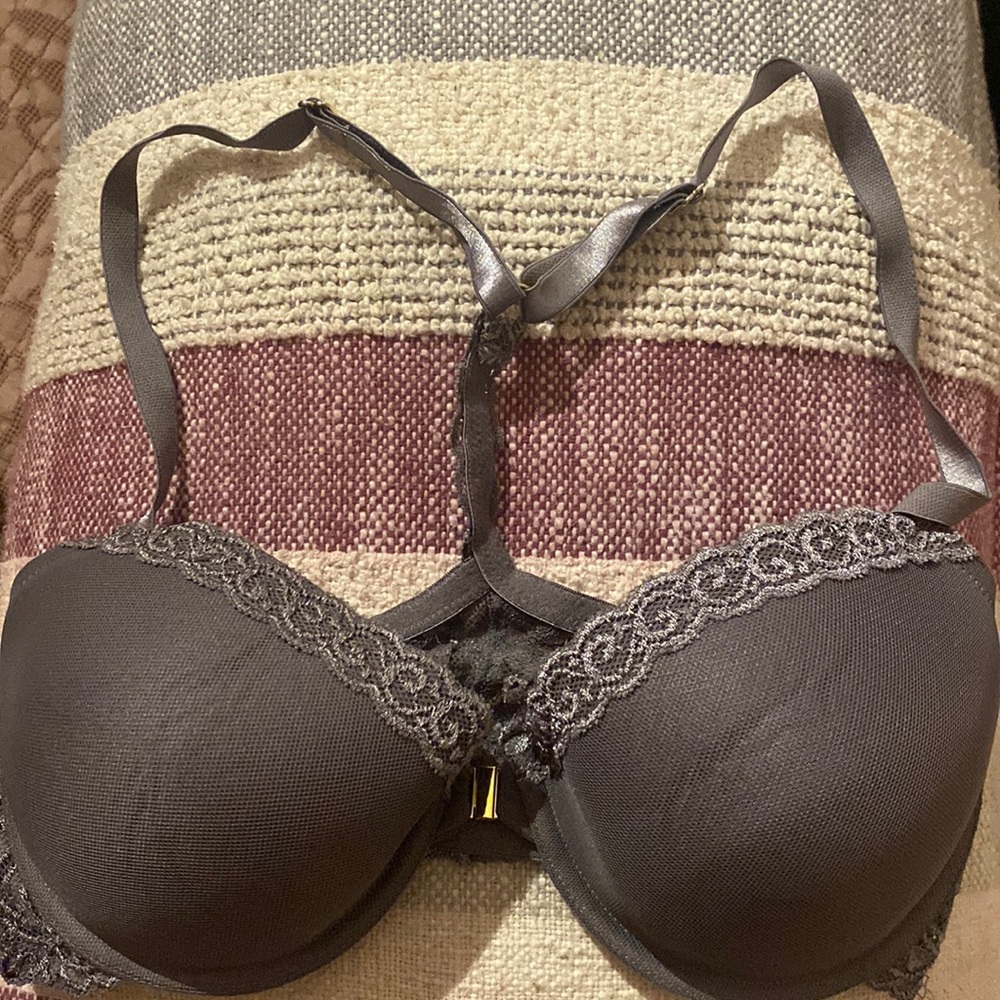 Grey racer back bra